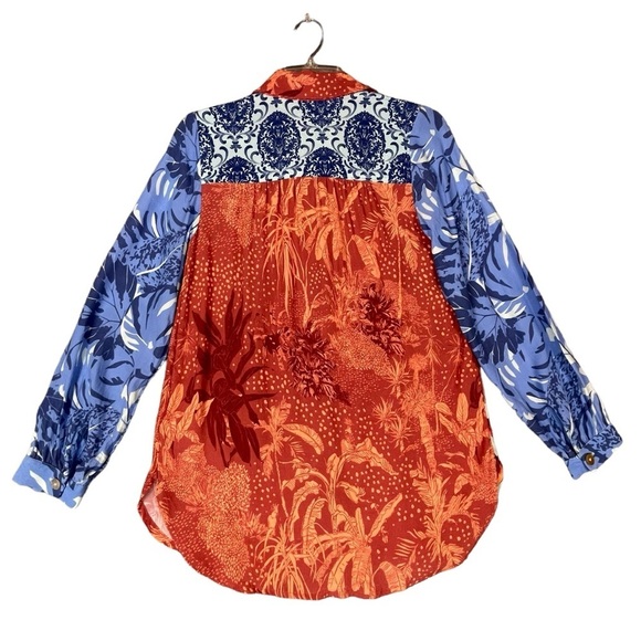 Soft Surroundings Hermosa Chic ColorBlock Floral Sophisticated Tunic Blouse XS - Picture 2 of 14